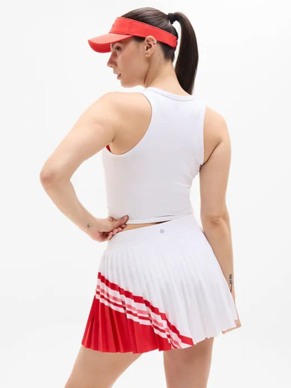 Match Point High Rise Pleated Colorblock Skort in Bright White Cardinal